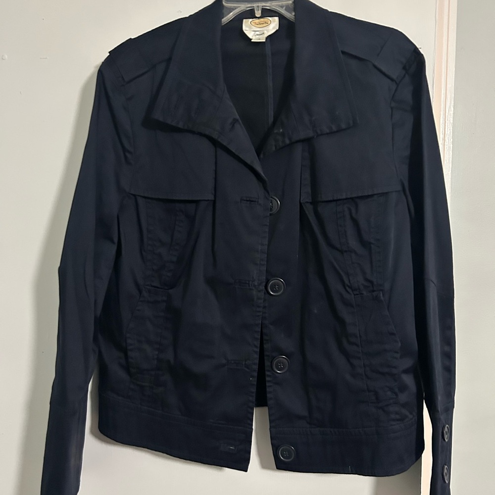 Talbots Navy Utility style jacket - gorgeous button details on sleeves.  Size 18